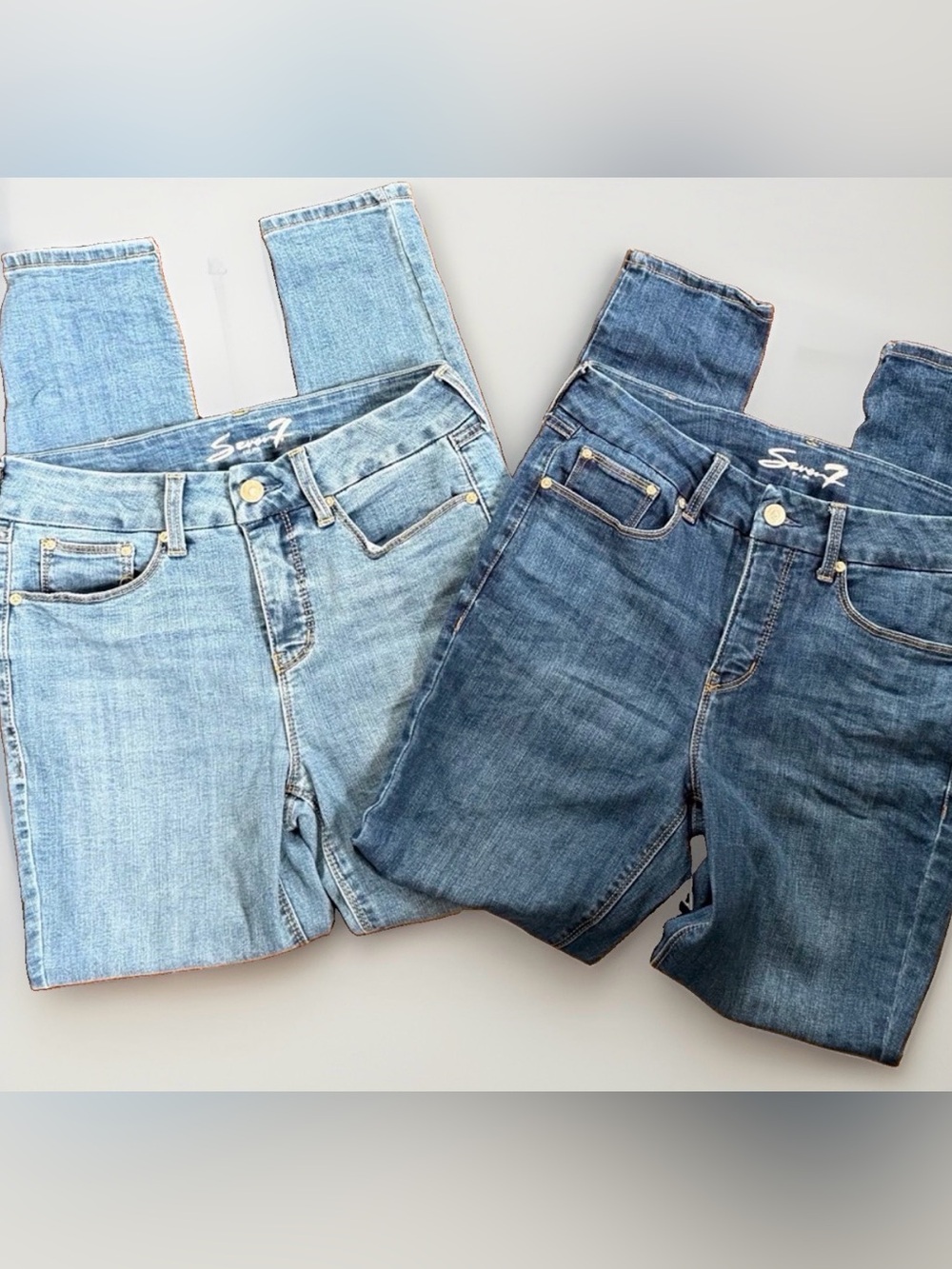 Seven7 Tummyless High Rise Skinny Jeans 8 Denim Light Wash Dark Wash Bundle of 2